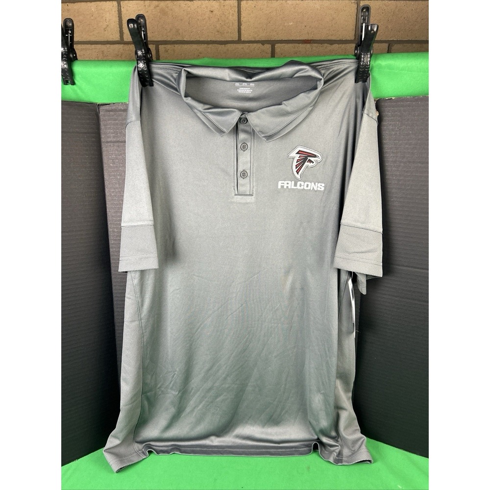 Antigua Atlanta Falcons NFL Mens Tribute Polo Shirt Grey Short Sleeve Large